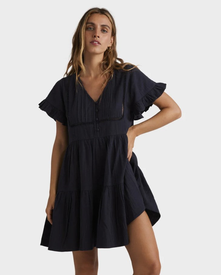 Billabong Camden Dress in washed black from front