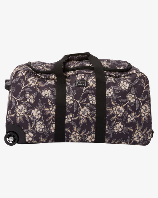 Billabong Check In 75 Litre Travel Bag in black with white floral from side