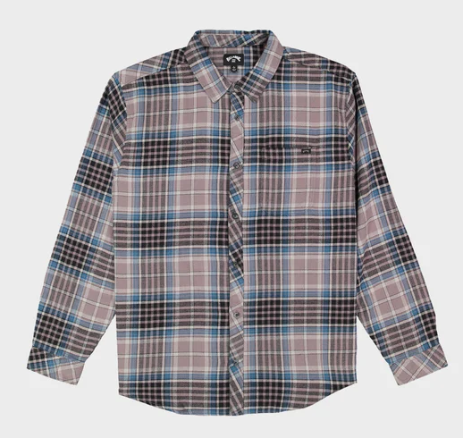 Billabong Coastline Men's Flannel Shirt in ash colourway from front