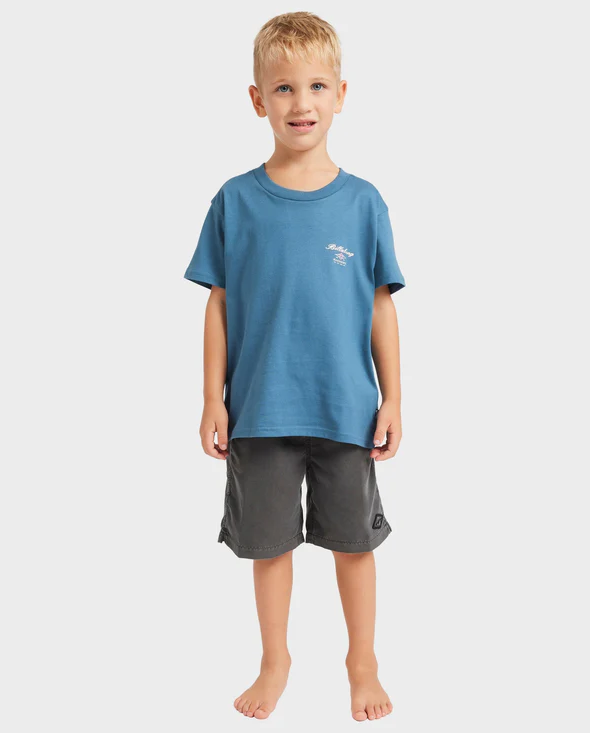 Billabong Groms Crossboards T-Shirt  in real teal on kid from front