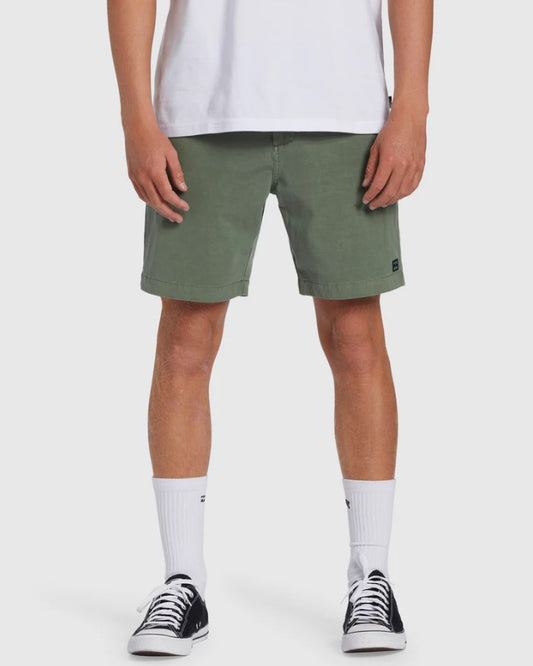 Billabong Crossfire Wave Washed Amphibian Shorts in sage from front