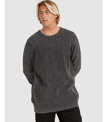 Billabong East Knit Crew in black front veiw on model