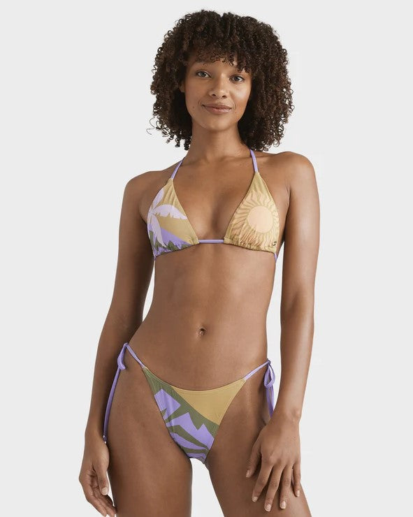 Billabong Feel The Heat Remi Tri w Hike Pant Bikini in multi colour on dark haired model from front