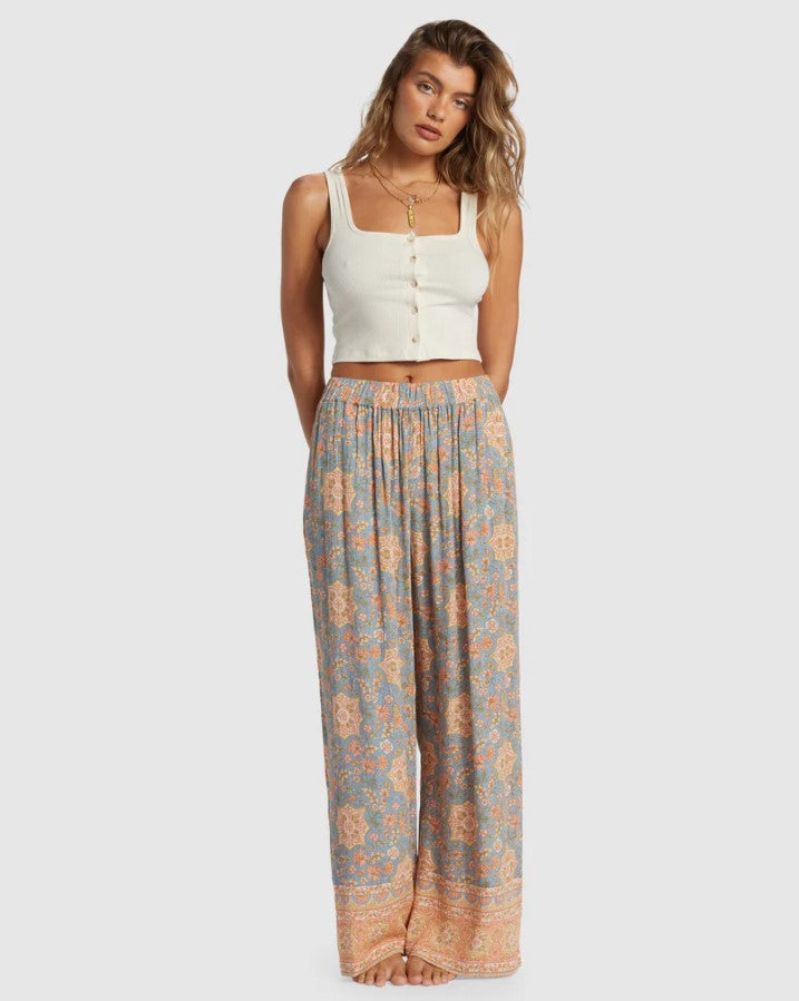 Billabong Follow Me 2 Pants in western sky floral colourway from front on model