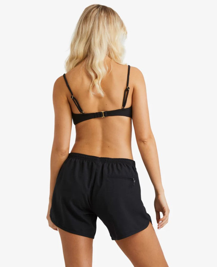 Billabong Fun Times 5" Womens Boardshorts in black on model from rear
