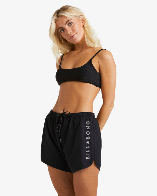 Billabong Womens Fun Times Boardshorts in black on model from side