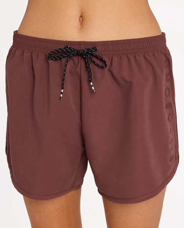 Billabong Fun Times 5" Womens Boardshorts in espressso colourway from front close up