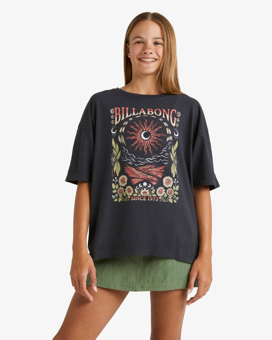 Billabong girls Full Sun Tee in off black from front