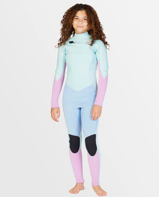 Billabong Teen Synergy 3/2mm Chest Zip GBS Wetsuit in icebery colourway from front
