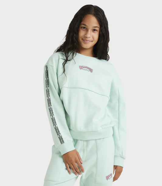 Billabong Wave Of The Day Girls Crew Jersey in mint chip colourway