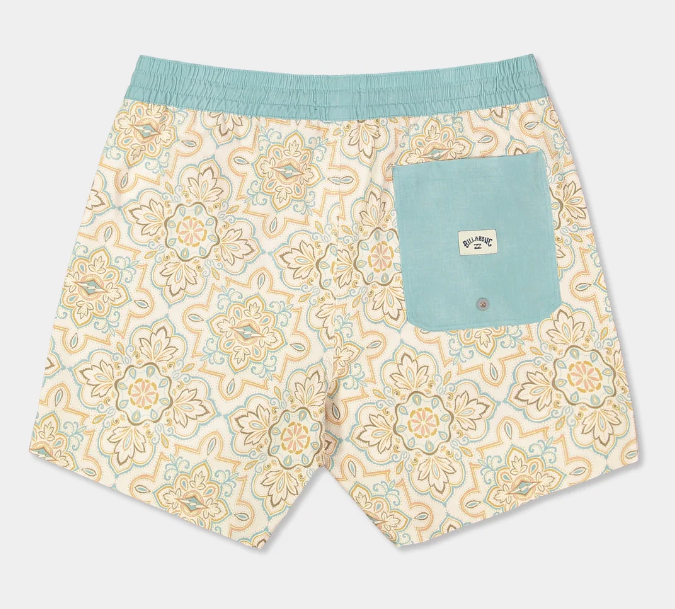 Billabong Good Times Layback 16" Elastic Waist Short  in vintage khaki colourway flatlay from the rear