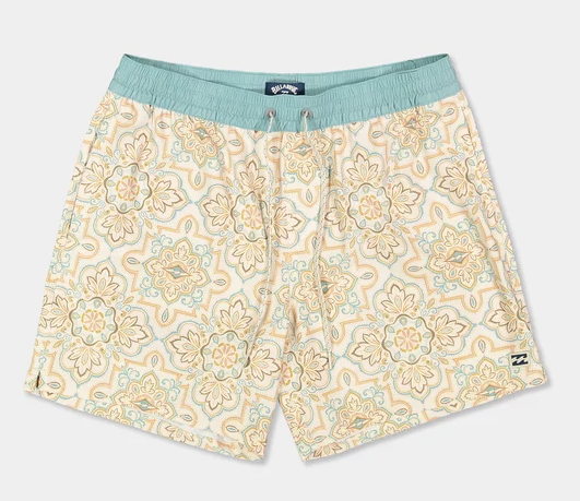 Billabong Good Times Layback 16" Elastic Waist Short  in vintage khaki colourway flatlay from the front