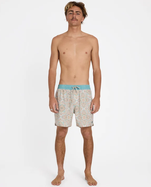 Billabong Good Times Layback 16" Elastic Waist Short  in vintage khaki colourway on model from the front