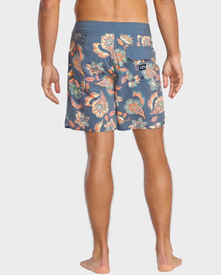 Billabong Good Times Pro 18.5" Boardshorts in blue floral from rear