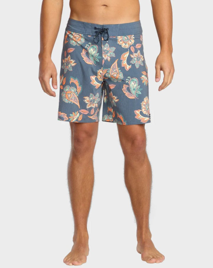 Billabong Good Times Pro 18.5" Boardshorts in blue floral from front