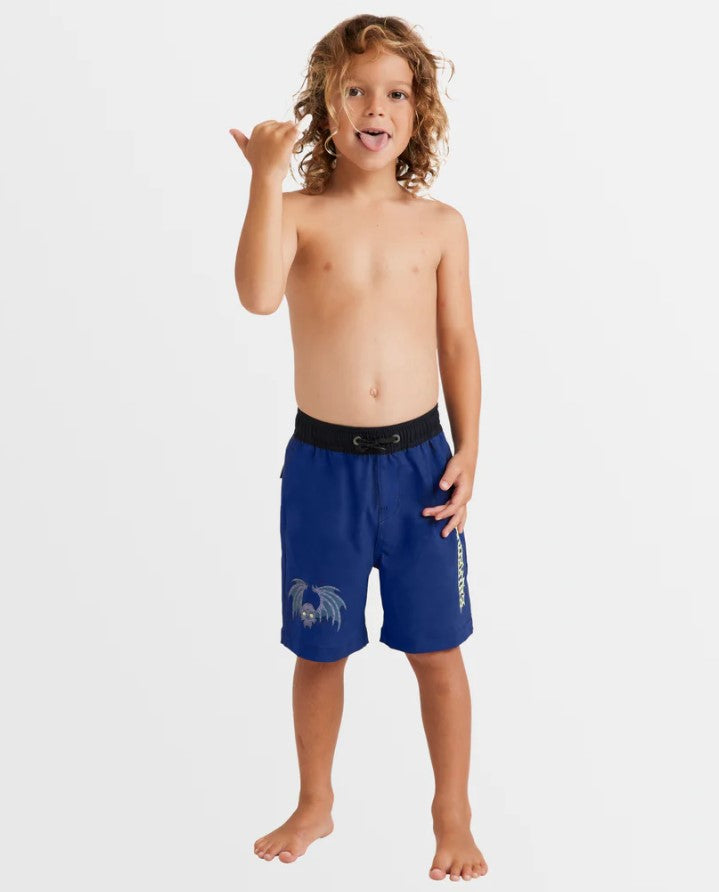 Billabong Groms Afterlife Elastic Boardshorts in deep royal colour on model from front