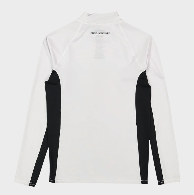 Billabong Groms Spec 73 Long Sleeve Rash top in white with black panels from rear