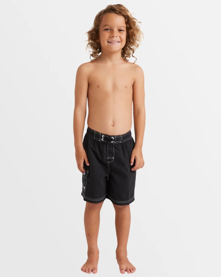 Billabong Groms Throw On Boardshorts in black from front