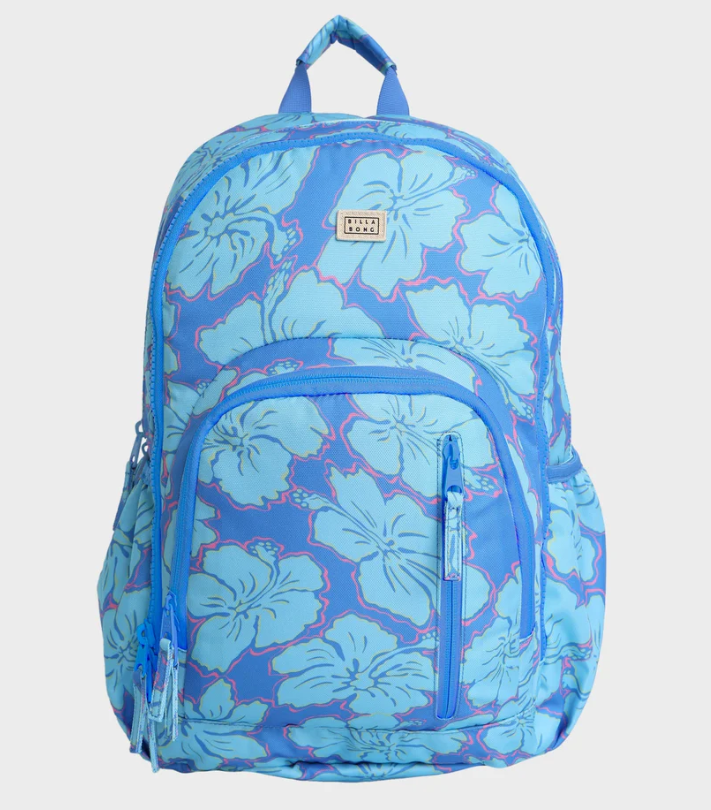 Billabong Happy Hibiscus 31 Litre Roadie Backpack in tidal blue floral colourway