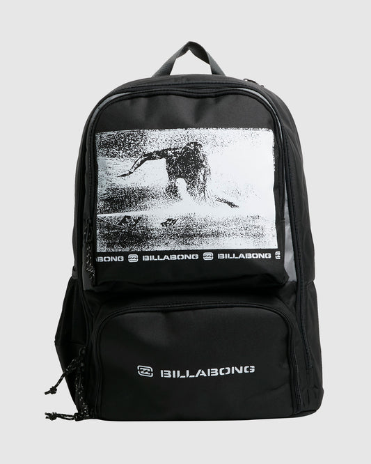 Billabong Juggernaught 30 Litre Backpack in black with white print