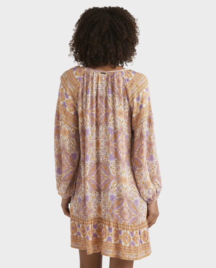Billabong Just For You Dreamer Dress in sunstone floral colourway on model from rear