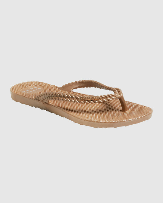 Billabong Kick Back Metallic Jandals in gold colourway