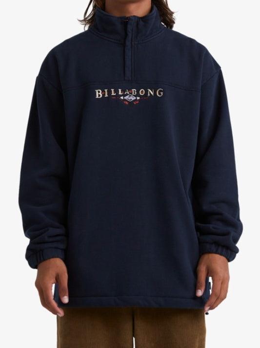 Billabong King Prawn Pullover Fleece Black Colourway Front logo Model
