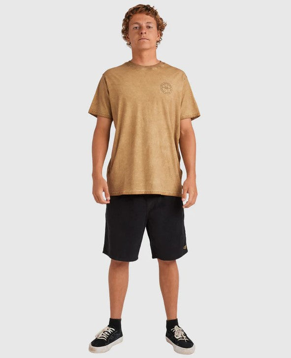 Billabong Larry Cord 18" Walkshorts in charcoal colourway on model in khaki tee