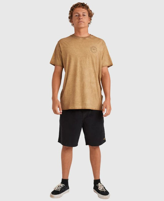 Billabong Larry Cord 18" Walkshorts in charcoal colourway on model in khaki tee