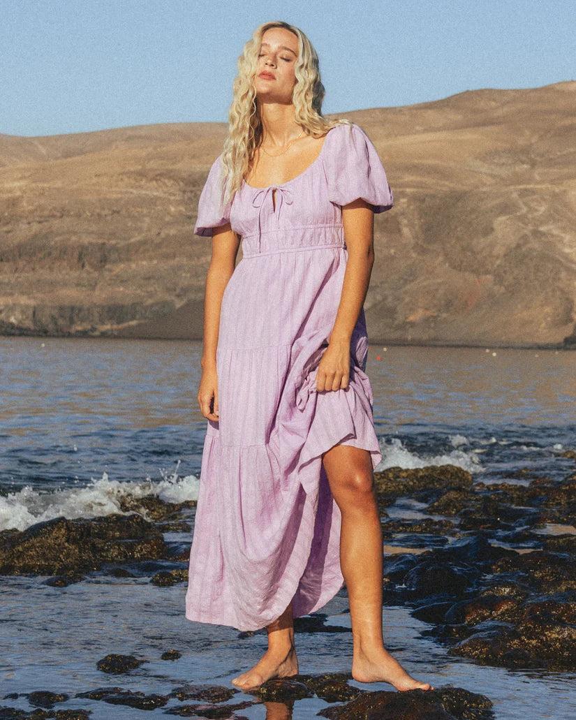 Billabong Lilac Lovers Womens Dress in colour lilac on model front veiw