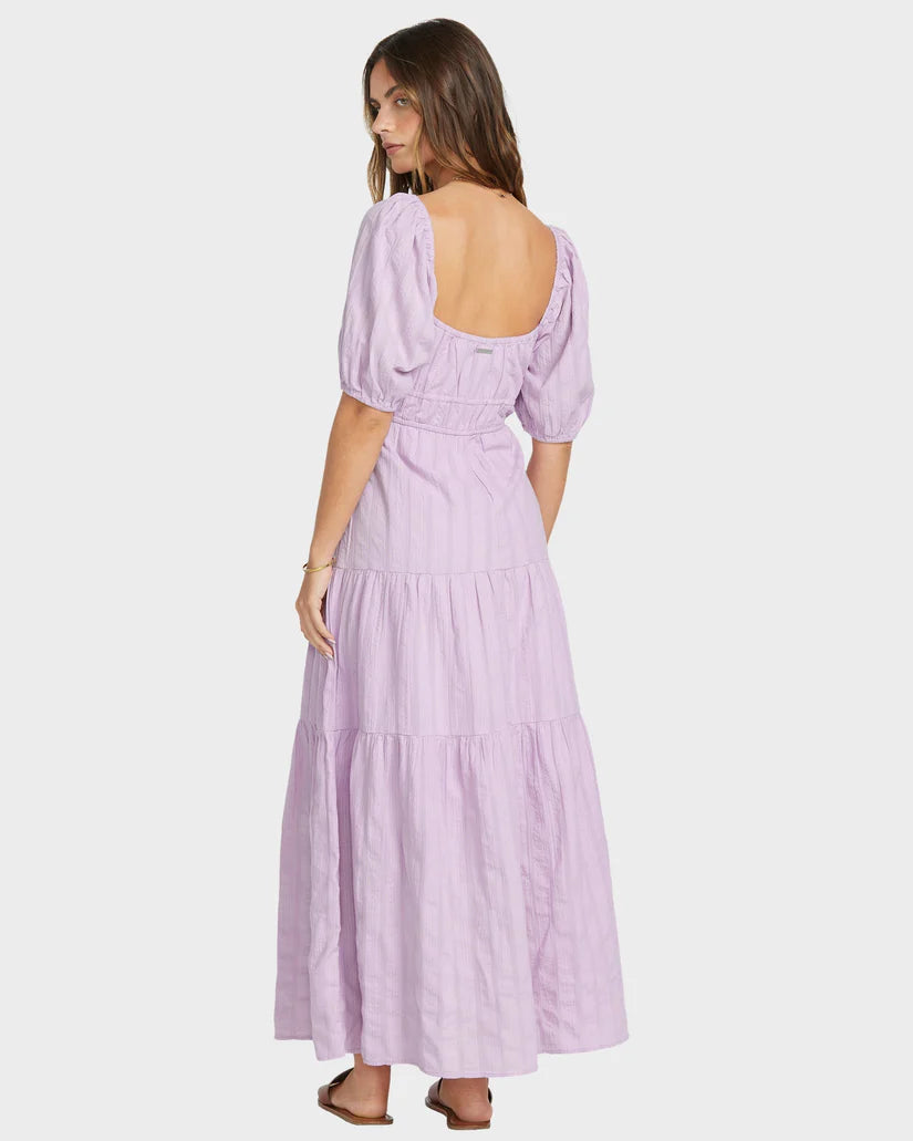 Billabong Lilac Lovers Womens Dress in colour lilac on model back veiw