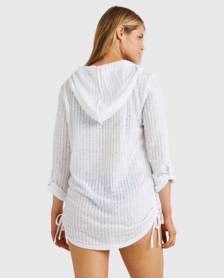 Billabong Lovechild Cover Up Overswim in white from rear on model