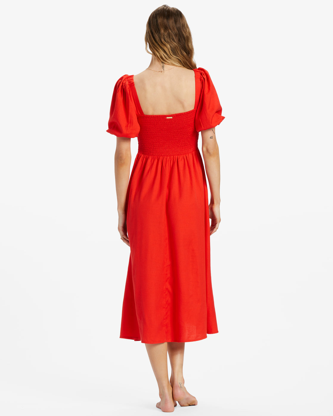 Billabong Lovers Lane Dress in rad red from back