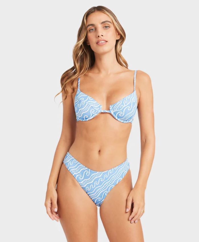 Billabong More Than Waves Leah Underwire with Bondi Pant Bikini Set in tidal blue from front