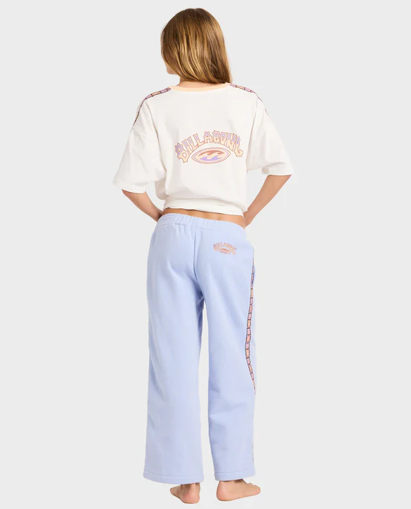 Billabong Girl's Old Dayz Trackpants in twilight blue on young model from rear
