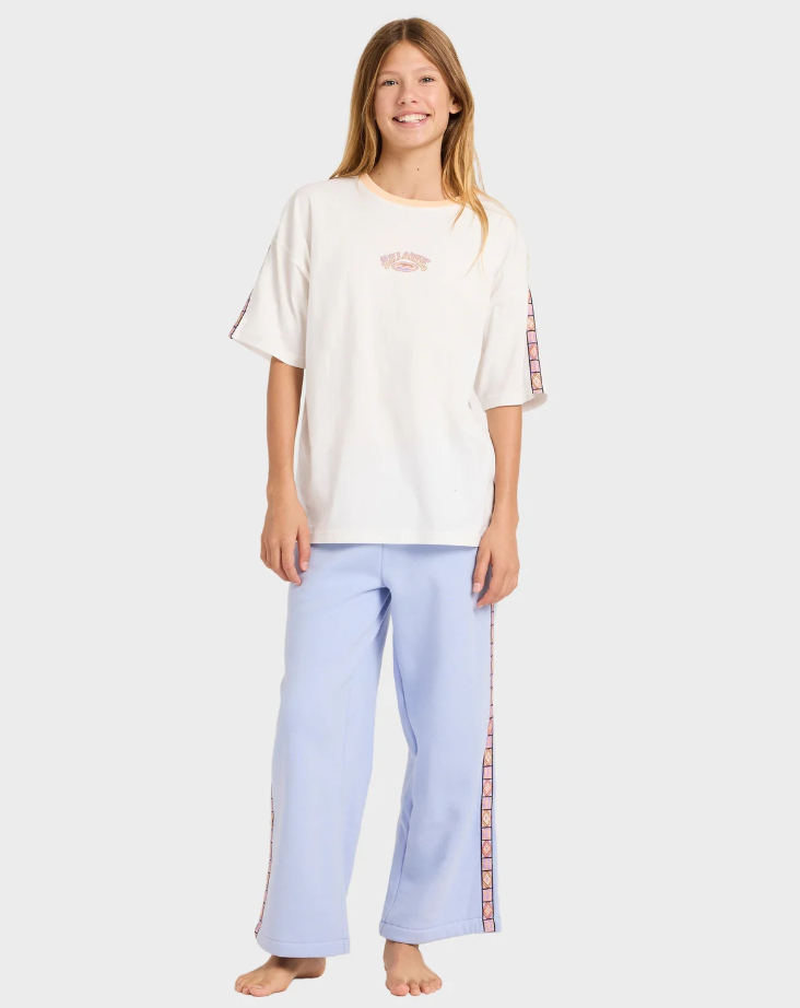 Billabong Girl's Old Dayz Trackpants in twilight blue on young model from front