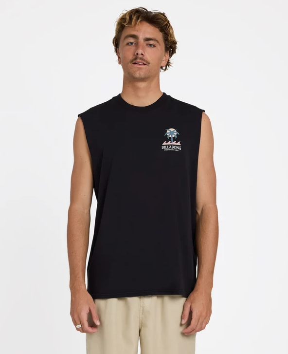 Billabong Portal Muscle Top in black from the front