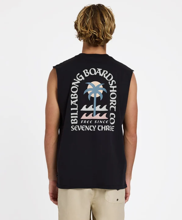 Billabong Portal Muscle Top in black from the rear