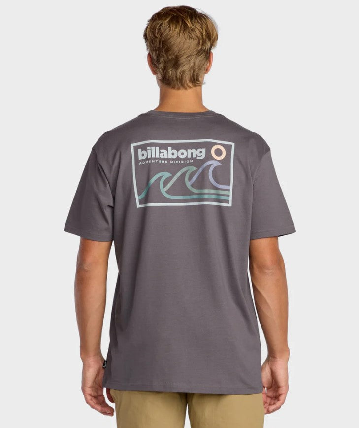 Billabong Range Adiv Mens T-Shirt  in grey violet from rear
