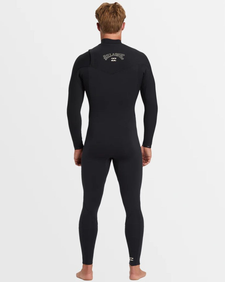 Billabong Revolution Natural 3/2 Chest Zip Steamer Wetsuit in black from rear