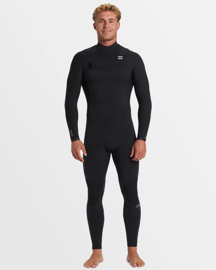 Billabong Revolution Natural 3/2 Chest Zip Steamer Wetsuit in black from front