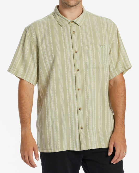 Billabong Sag Sundays Jacquard Short sleeve mens shirt in sage colourway