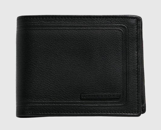 Billabong Scope 2 in 1 Leather Wallet in black from front