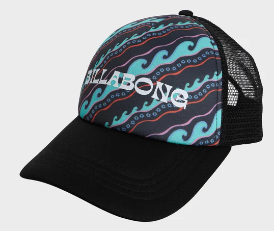 Billabong Sea Level Girls Trucker Cap in off black colourway from side