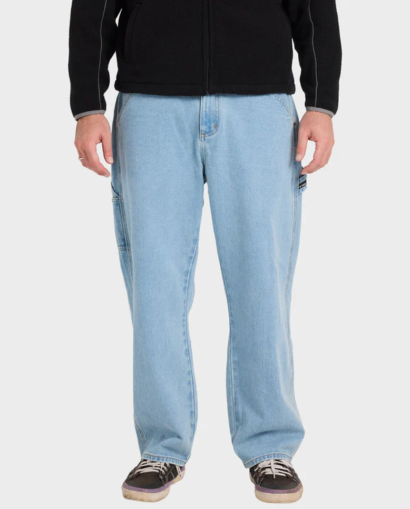 Billabong Smoko Men's Denim Carpenter Jeans in stone blue from front