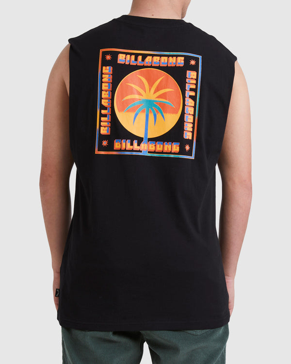 Billabong Social Muscle Tee in black from back