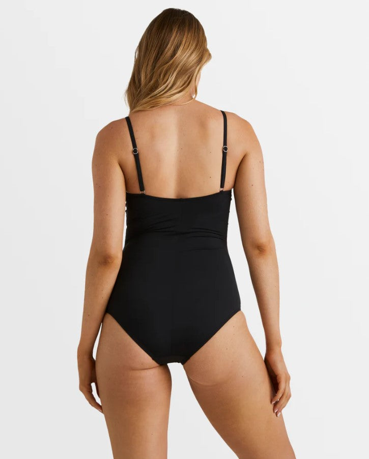 Billabong Sol Searcher Wrap Onepiece Womens Swimwear in black from rear