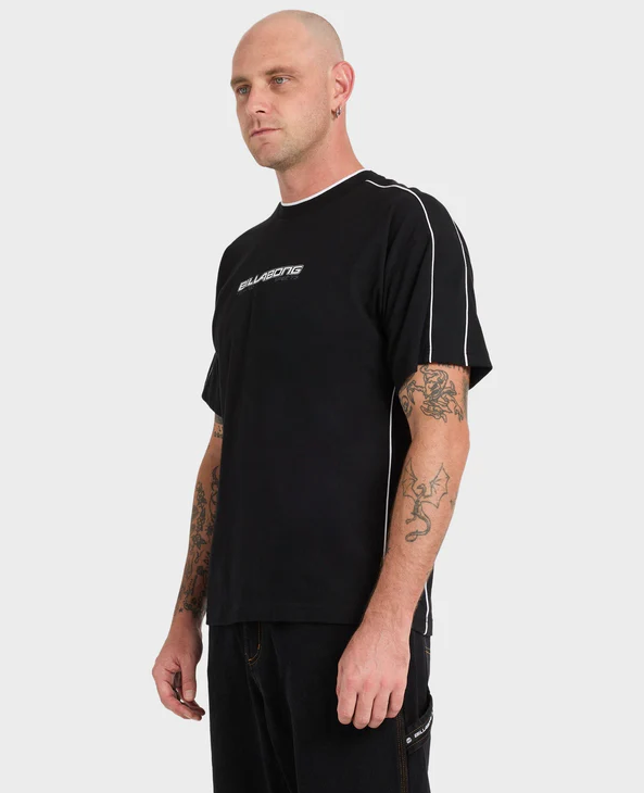 Billabong Spec 73 Piped Men's T-Shirt in black on model from side