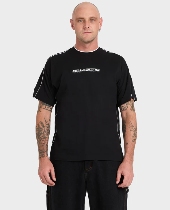Billabong Spec 73 Piped Men's T-Shirt in black on model from front
