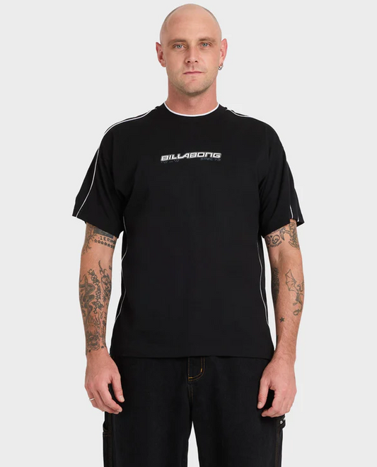 Billabong Spec 73 Piped Men's T-Shirt in black on model from front